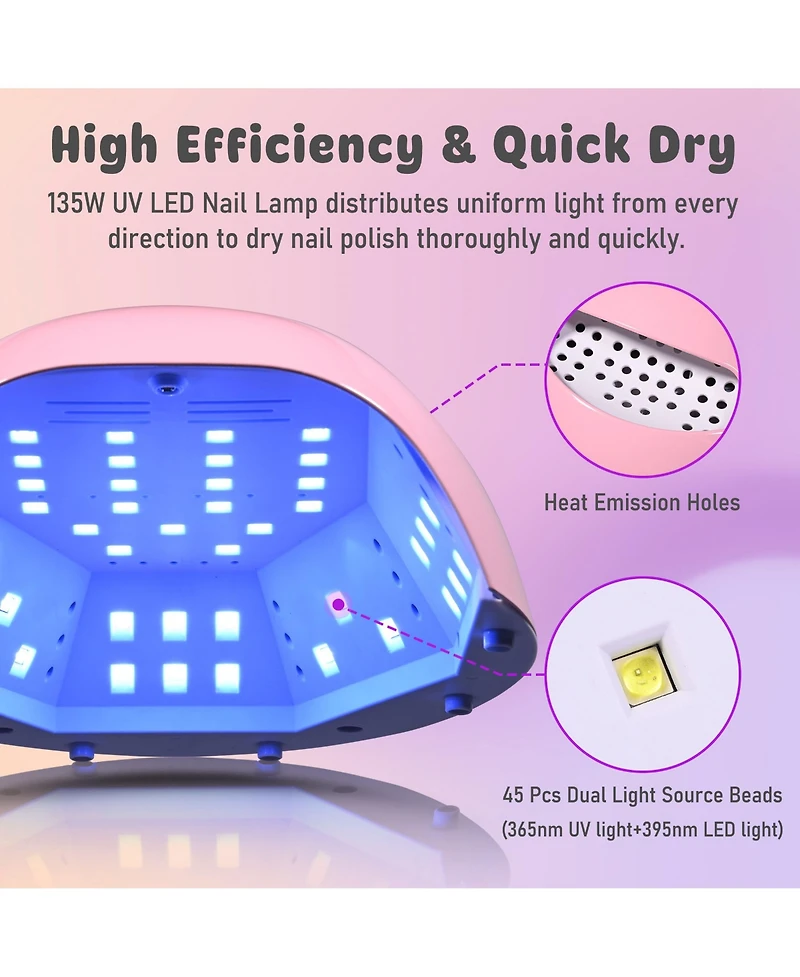 Byootique Manicure Nail Table w/ Uv Led Nail Lamp 135W Portable Folding Nail Technician Desk with Built-in Dust Collector & Carry Bag for Nail Tech Be
