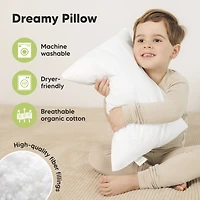2pk Jumbo Toddler Pillow - Soft Organic Cotton Kids Pillows for Sleeping - 14X20 Travel Pillow for Kids Age 2-5