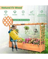 Givimo Raised Garden Bed with Side Trellis Hanging Roof and Planter Box