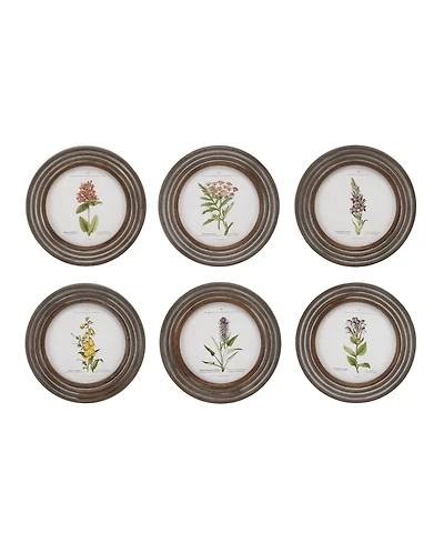 Slickblue Framed Floral Print (Set of 6) 9.5"D Wood/Mdf/Glass