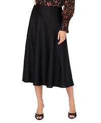 CeCe Women's A-line Side-Zip Satin Midi Skirt