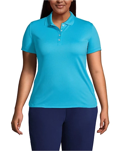 Lands' End Plus Short Sleeve Solid Active Polo