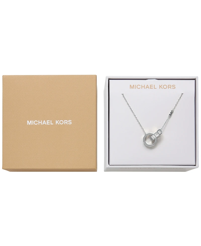 Michael Kors Brass Baguette Interlocking Pendant Necklace