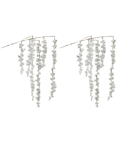 Slickblue Set of 2 Snowy Hanging Berry Branches – Perfect for Winter and Holiday Decor