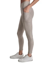 Dkny Women's Active Embossed Interlock High-Waist 7/8 Fitness Tights