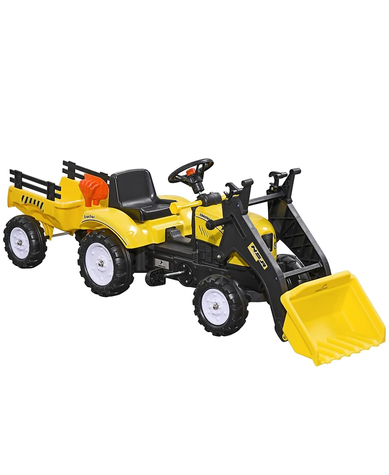 Aosom Ride-On Kids Bulldozer with Real Working Dirt Bucket,