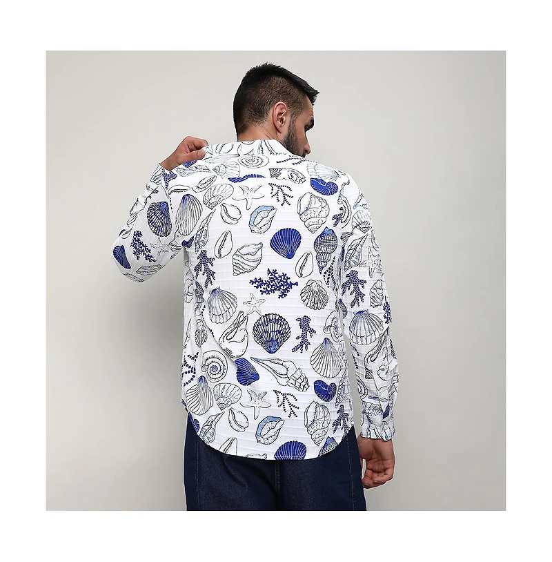 Men's Chalk White:Indigo Blue Seashell Shirt