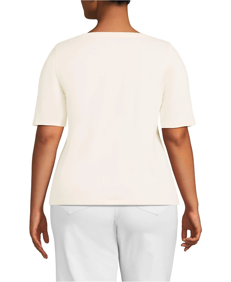 Lands' End Plus Supima Boatneck Top