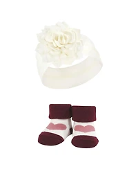 Hudson Baby Girls Coordinated Soft Headband and Socks Giftset