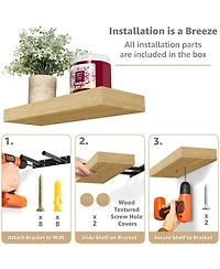 Sorbus 2 Pack 16 Inch Coastal Rectangle Floating Shelves - for Home DAcor to Display Trophies, Books, Frames, and more (Maple)