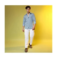 Men's Prussian Blue Micro Floral Shirt
