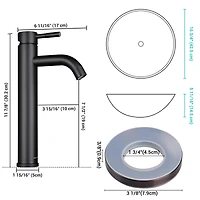 Aquaterior Tempered Glass Vessel Sink Antique Totem w/ Orb Faucet Mounting Ring