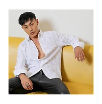 Men's Chalk White Holographic Veined Textured Shirt