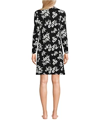 Lands' End Women's Cotton Interlock Long Sleeve Above the Knee Nightgown