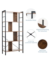 Sugift 4-Tier Industrial Freestanding Bookshelf with Metal Frame