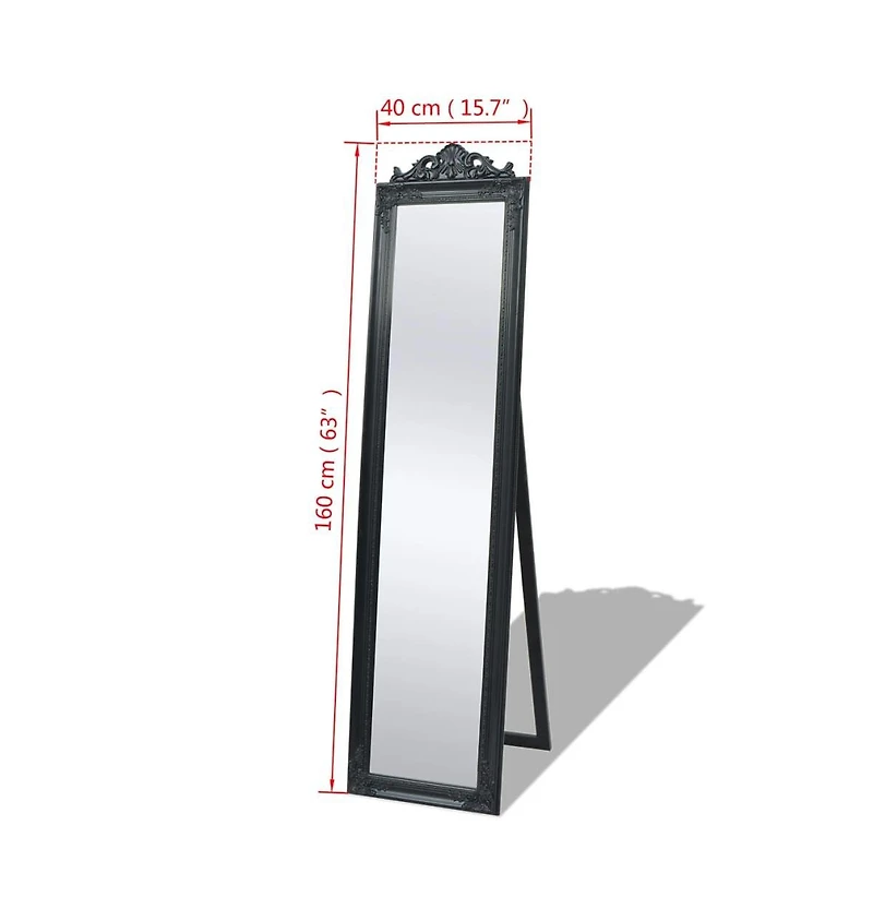 vidaXL Free-Standing Mirror Baroque Style 63"x15.7" Black