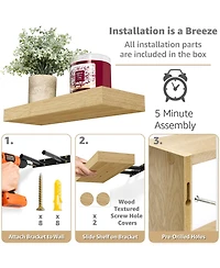 Sorbus 2 Floating Shelves with Invisible Brackets & 1 Rectangular Box (Maple)