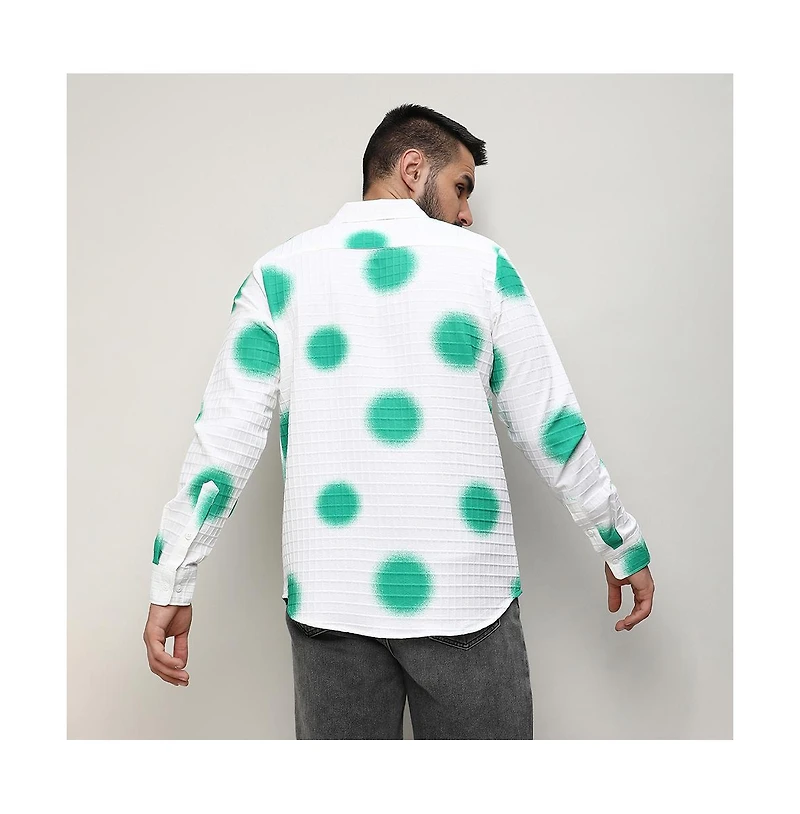 Men's Chalk White:Emerald Green Spraypaint Shirt