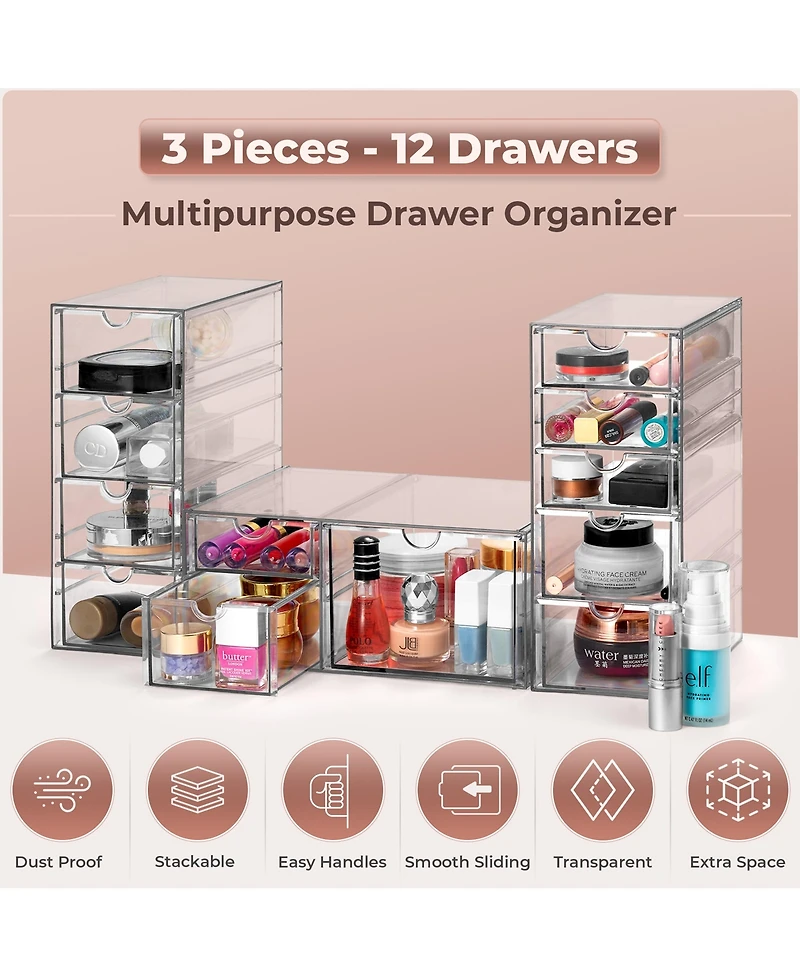 Sorbus Drawers Acrylic Organizer for Makeup, Organization and Storage, Art Supplies, Jewelry, Stationary