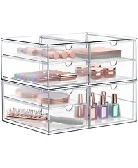 Sorbus 7 Drawers Acrylic Organizer for Makeup, Organization and Storage, Art Supplies, Jewelry, Stationary - 2 Pcs Clear Stackable Storage Drawers