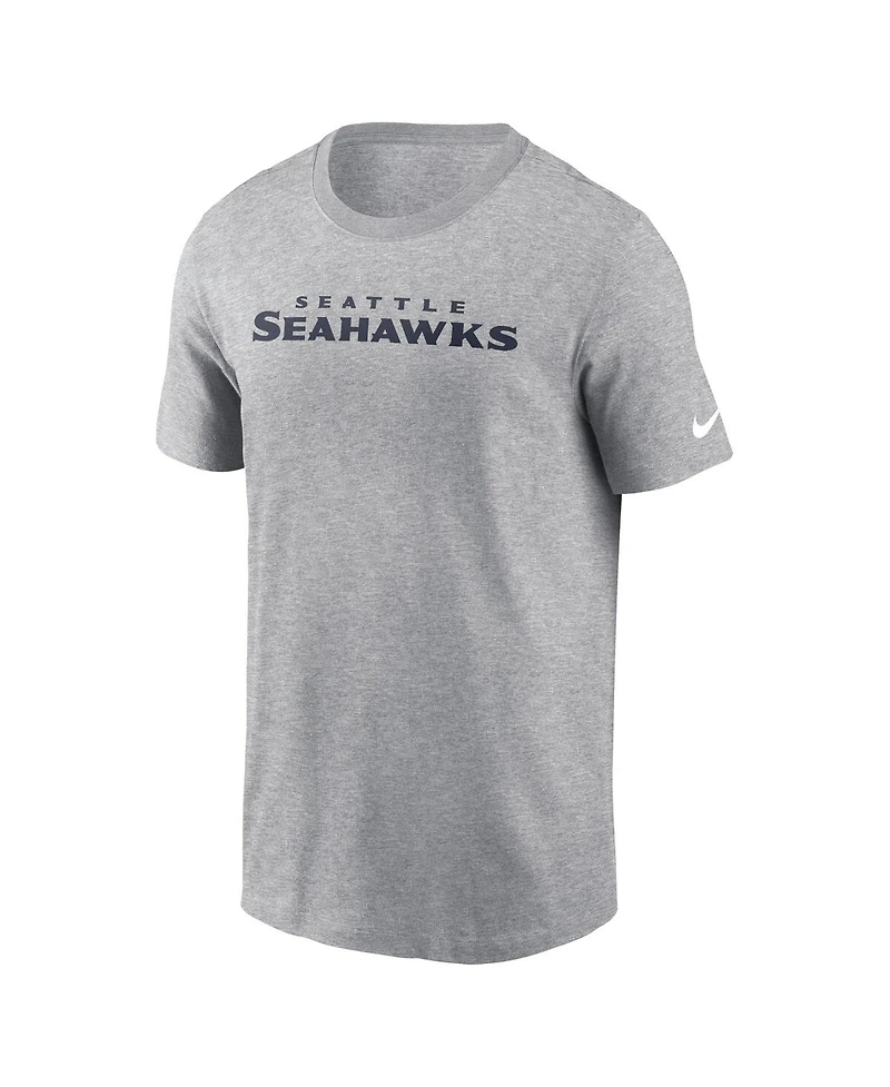 Nike Men's Heather Gray Seattle Seahawks Primetime Wordmark Essential T-Shirt