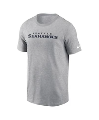 Nike Men's Heather Gray Seattle Seahawks Primetime Wordmark Essential T-Shirt