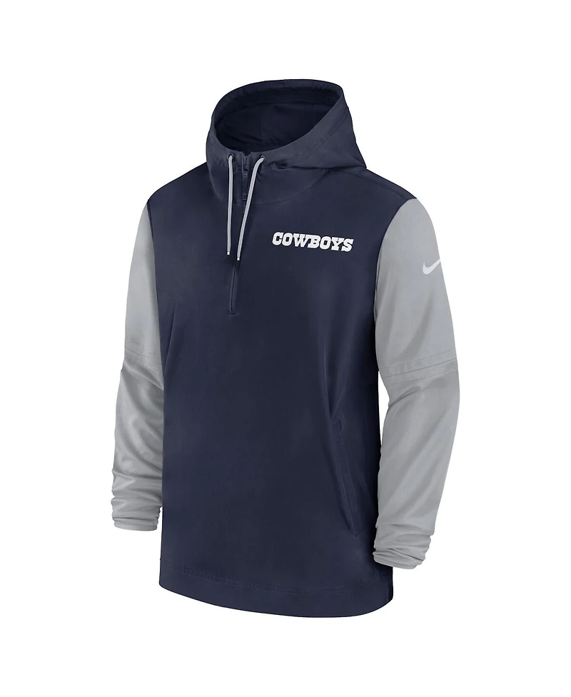 Nike Men's Navy Dallas Cowboys 2024 Sideline Pre-Game Half-Zip Jacket