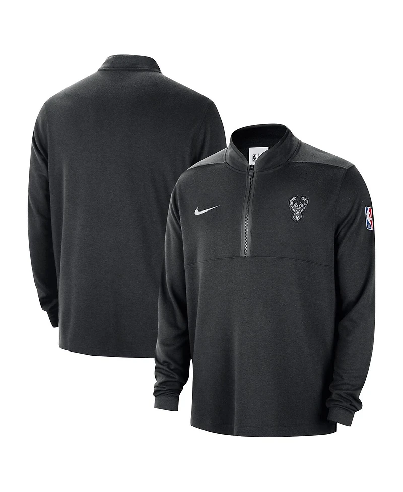 Nike Men's Black Milwaukee Bucks 2024/25 Courtside Performance Half-Zip Top
