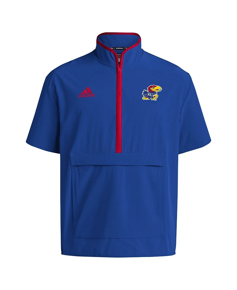 Adidas Men's Royal Kansas Jayhawks Coaches Sideline Half-Zip Short Sleeve Jacket