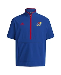 Adidas Men's Royal Kansas Jayhawks Coaches Sideline Half-Zip Short Sleeve Jacket