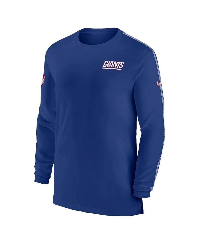 Nike Men's Royal New York Giants Sideline Coach Uv Performance Long Sleeve T-Shirt