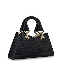 Gold Plated Hardware Crocodile Embossed Leather Handbag