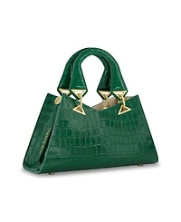 Gold Plated Hardware Crocodile Embossed Leather Handbag