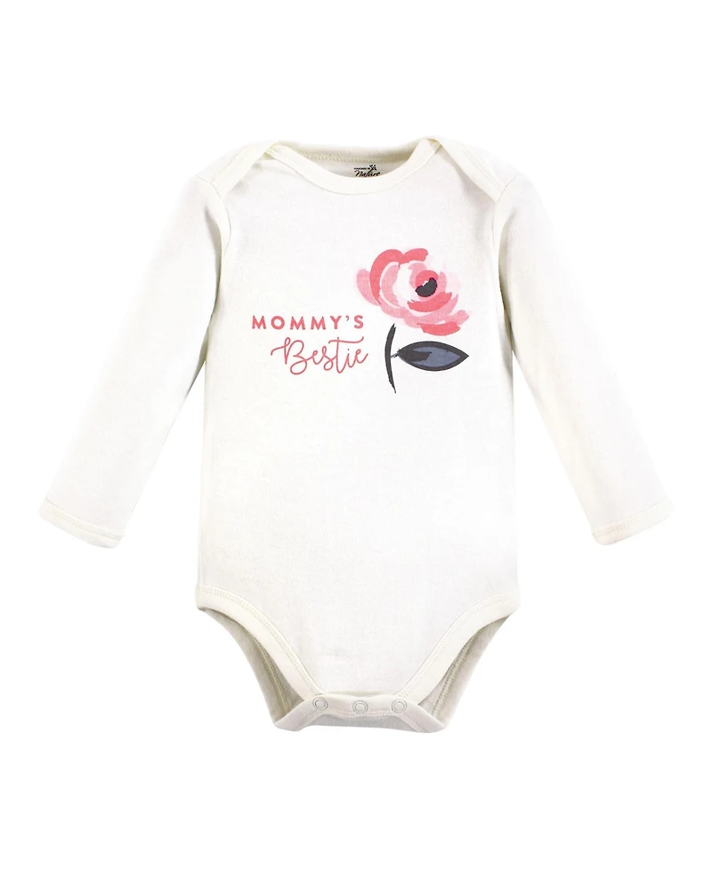 Touched by Nature Baby Girls Soft Organic Cotton Long-Sleeve One-Piece Essentials