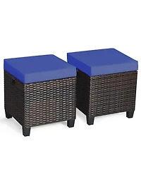 Skonyon 2 Pieces Patio Rattan Ottoman Set with Removable Cushions