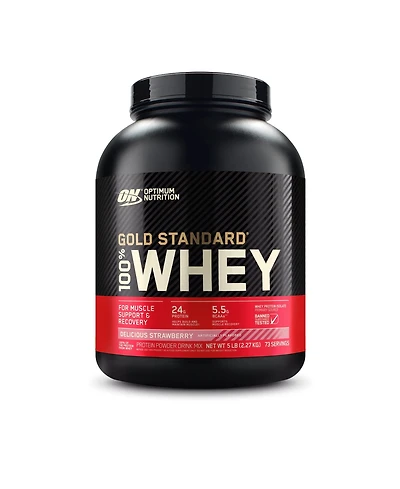 Optimum Nutrition, Gold Standard 100% Whey Protein Powder, Delicious Strawberry, 5 lb, 73 Servings