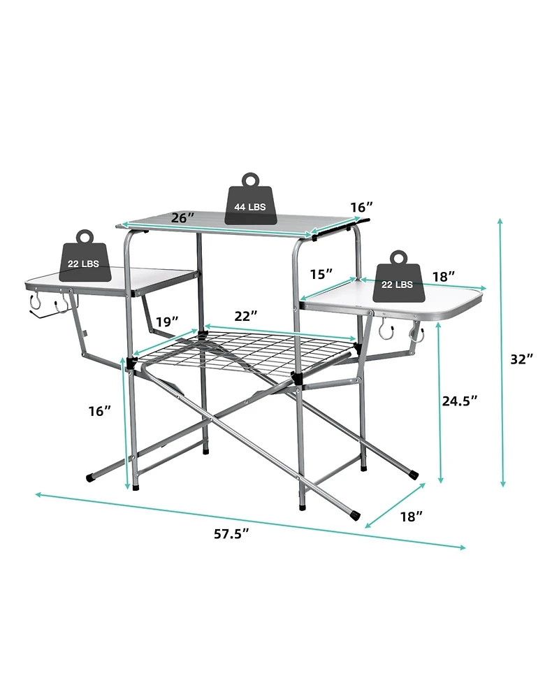 Vebreda Foldable Outdoor Bbq Table Grilling Stand