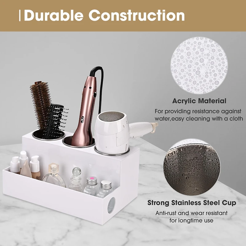 Byootique Bathroom Hair Tool Organizer Acrylic Blow Dryer Holder Storage Stand