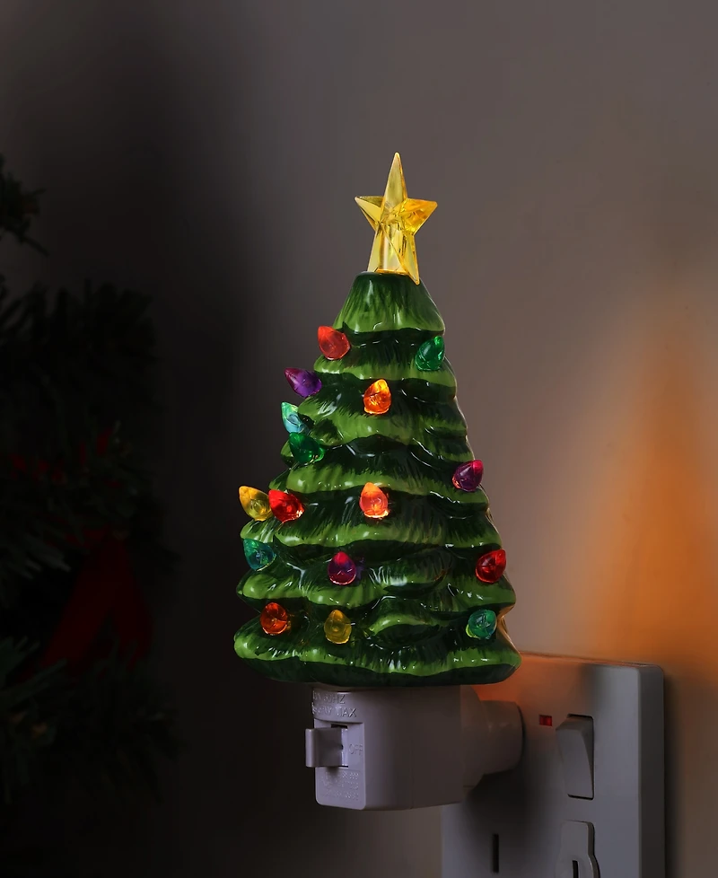 Mr. Christmas Night Light - Ceramic Green Tree