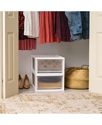 Iris Usa 30 Qt. Stackable Storage Drawer, 2 Pack, Plastic Drawer Organizer with Clear Doors for Pantry, Bedroom, Closet, Kitchen, Under-Sink, Home and