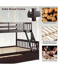 Sugift Twin Over Full Convertible Bunk Bed with Trundle