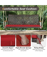 Sugift 2-Person Rattan Hanging Porch Swing Chair