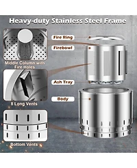 Vebreda Smokeless Stainless Steel Fire Pit with Ash Pan for Yard Camping