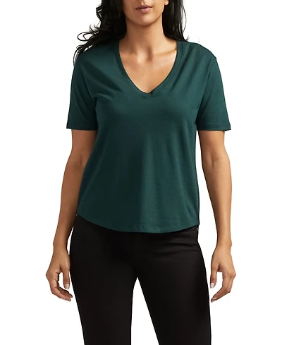 Jag Women's Drapey Luxe V-Neck Tee
