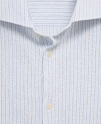 Mango Men's Striped Seersucker Cotton Shirt