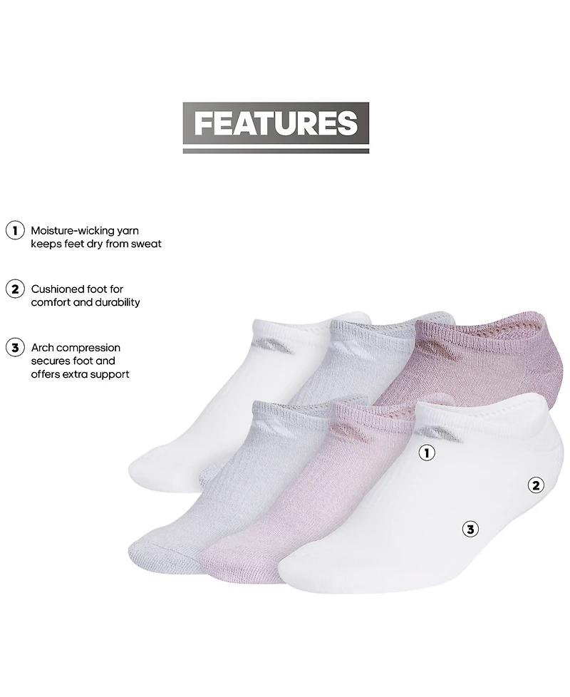 adidas Women's 6-Pk. Cushioned No Show Athletic Socks