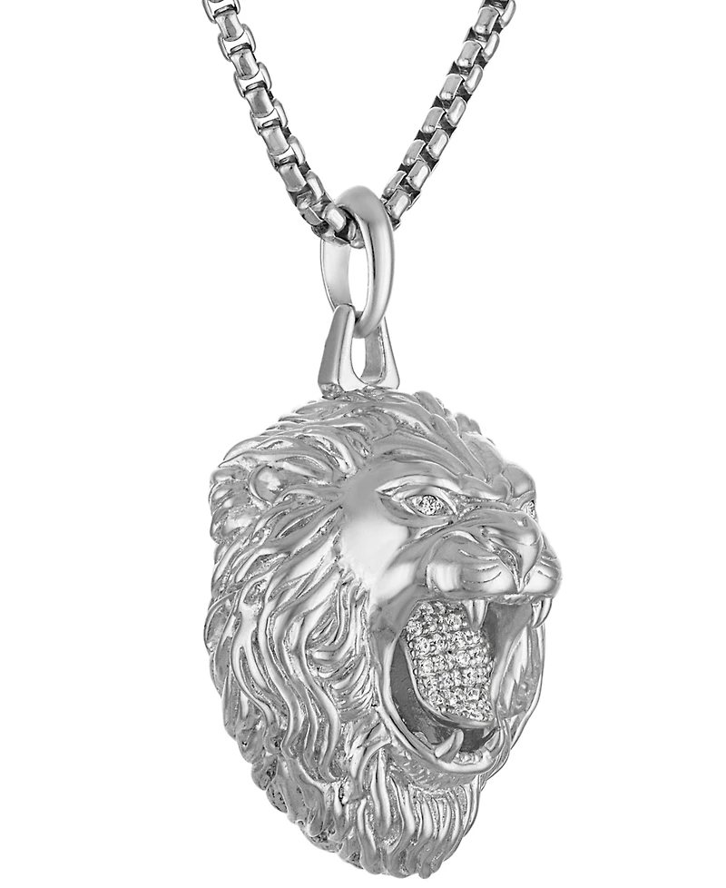 Bulova Marc Anthony Men's Diamond Lion Pendant Necklace (1/5 ct. t.w.) in Sterling Silver-Plate, 24" + 2" extender, BVP1072-WSSC4