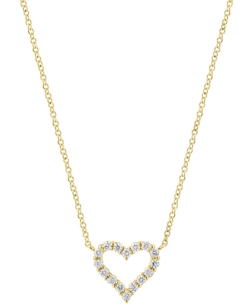 Effy Diamond Open Heart 18" Pendant Necklace (3/8 ct. t.w.) in 14k Gold