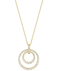 Effy Diamond Round & Baguette Double Circle 18" Pendant Necklace (1-5/8 ct. t.w.) in 14k Gold