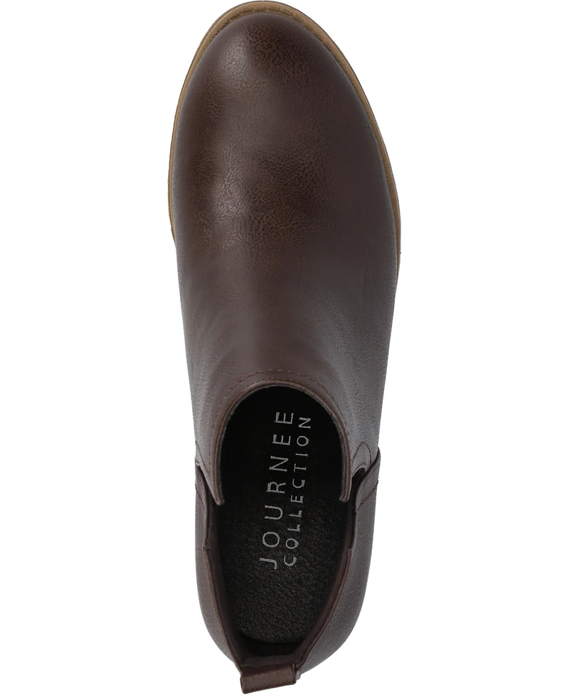 Journee Collection Women's Rimi Notched Ankle Stacked Heel Booties